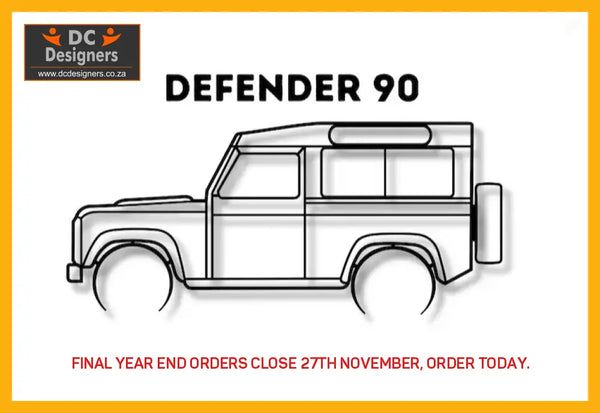 Land Rover Defender 90 Detailed Silhouette Metal Wall Art