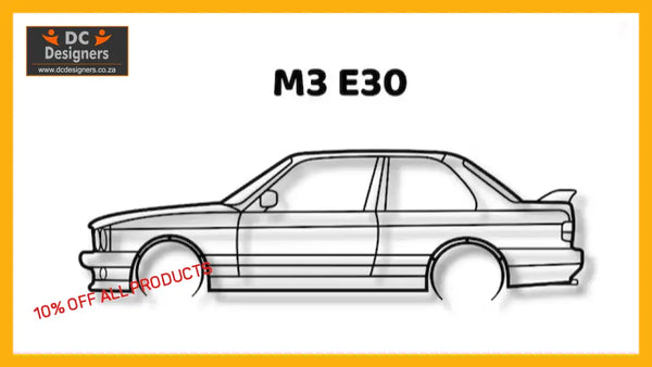 M3 E30 Detailed Silhouette Metal Wall Art