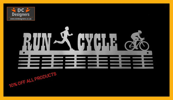 Man Run Cycle Duathlon 48 Tier Medal Hanger Stainless Steel Brush Finish Sports Medal Hangers