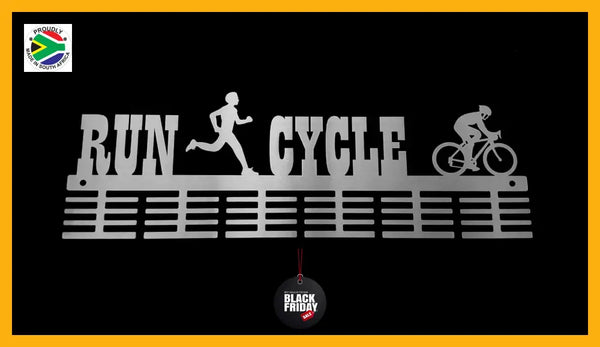 Man Run Cycle Duathlon 48 Tier Medal Hanger Stainless Steel Brush Finish Sports Medal Hangers