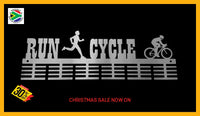 Man Run Cycle Duathlon 48 Tier Medal Hanger Stainless Steel Brush Finish Sports Medal Hangers