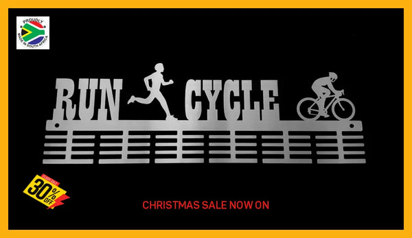 Man Run Cycle Duathlon 48 Tier Medal Hanger Stainless Steel Brush Finish Sports Medal Hangers