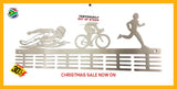 Man Swim Bike Run Triathlon 48 Tier Medal Hanger Stainless Steel Brush Finish Sports Medal Hangers