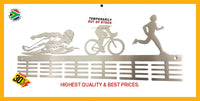 Man Swim Bike Run Triathlon 48 Tier Medal Hanger Stainless Steel Brush Finish Sports Medal Hangers