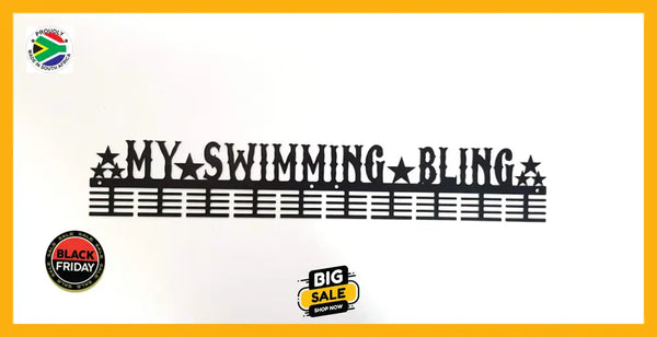 My Swimming Bling 80 Tier Medal Hanger Black Sports Medal Hangers