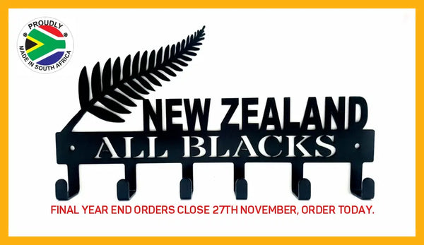 New Zealand All Blacks 6 Hook Key Black Hooks