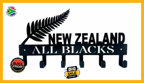 New Zealand All Blacks 6 Hook Key Black Hooks