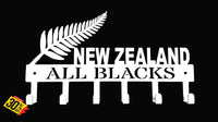 New Zealand All Blacks 6 Hook Key Stainless Steel Brush Finish Hooks