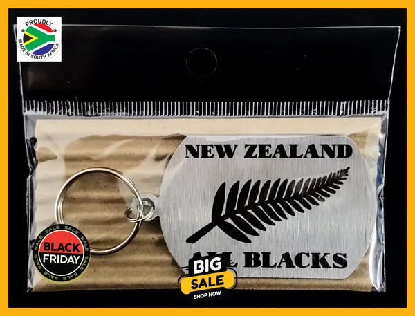 New Zealand All Blacks Single Sided Laser Engraved Key Ring-Bag Tag Key Rings