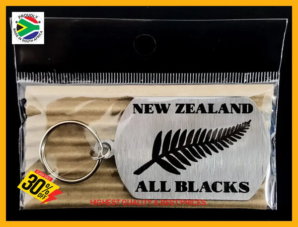 New Zealand All Blacks Single Sided Laser Engraved Key Ring-Bag Tag Key Rings