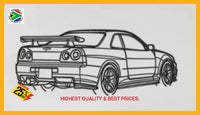 Nissan Gtr R34 Rear Angle Detailed Silhouette Metal Wall Art