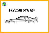 Skyline Gt-R R34 Classic Detailed Silhouette Metal Wall Art