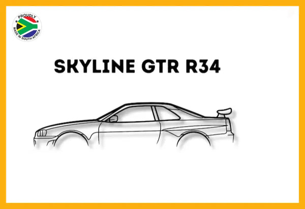 Skyline Gt-R R34 Classic Detailed Silhouette Metal Wall Art