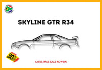 Skyline Gt-R R34 Classic Detailed Silhouette Metal Wall Art