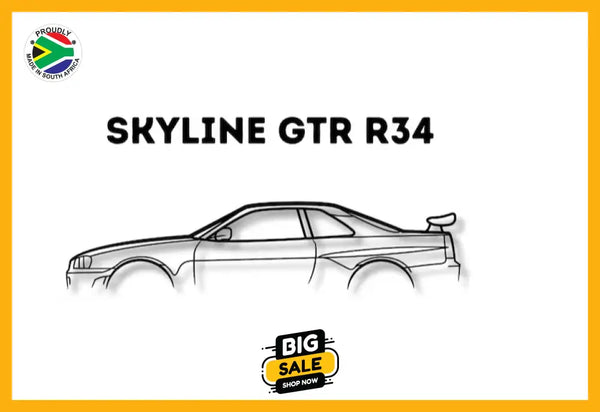 Skyline Gt-R R34 Classic Detailed Silhouette Metal Wall Art