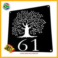 Oak Tree House Number Sign Wall Art