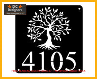 Olive Tree House Number Sign Wall Art