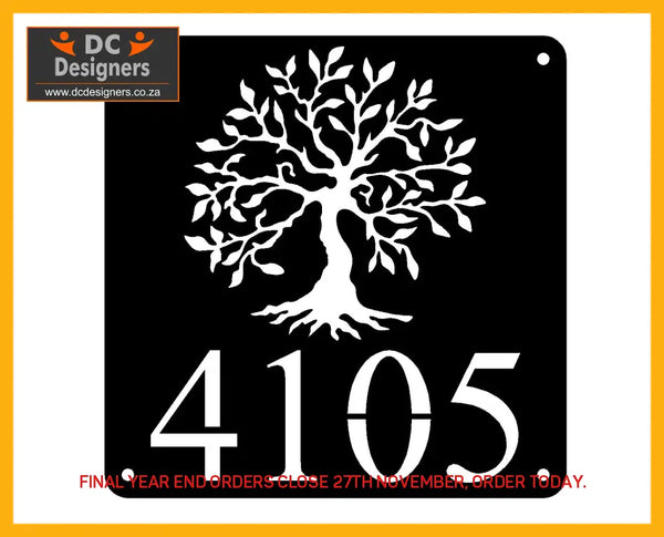 Olive Tree House Number Sign Wall Art