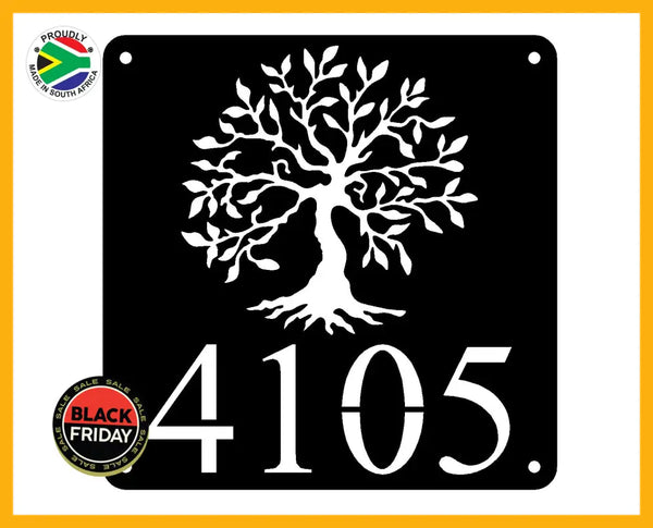 Olive Tree House Number Sign Wall Art