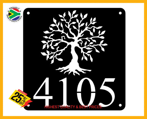 Olive Tree House Number Sign Wall Art