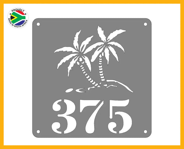 Palm Tree House Number Sign Wall Art