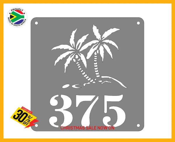 Palm Tree House Number Sign Wall Art