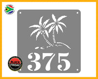 Palm Tree House Number Sign Wall Art