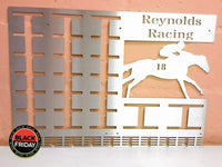 Personalized Rosette & Medal Hanger In A Stainless Steel Brush Finish Horse Hangers