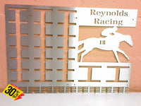 Personalized Rosette & Medal Hanger In A Stainless Steel Brush Finish Horse Hangers