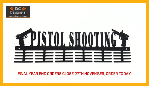 Pistol Shooting Medal Hanger Black / 48 Tier Sports Medal Hangers