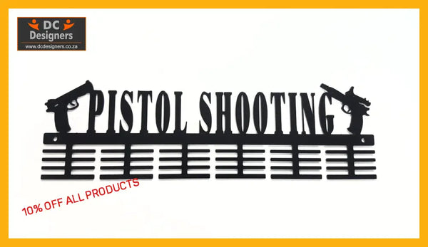 Pistol Shooting Medal Hanger Black / 48 Tier Sports Medal Hangers