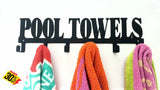 Pool Towels 6 Hook Towel Hanger Small Or Large Ferro Grain Black / Home Décor