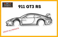 911 Gt3 Rs Model 992 Detailed Silhouette Metal Wall Art