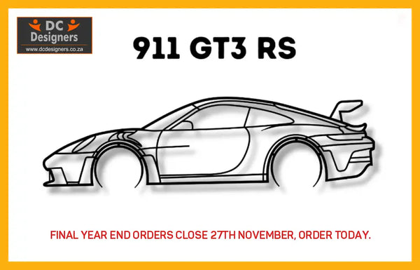 911 Gt3 Rs Model 992 Detailed Silhouette Metal Wall Art