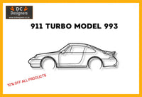 Porsche 911 Turbo 993 Detailed Silhouette Metal Wall Art