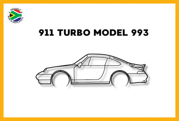 Porsche 911 Turbo 993 Detailed Silhouette Metal Wall Art