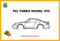 Porsche 911 Turbo 993 Detailed Silhouette Metal Wall Art