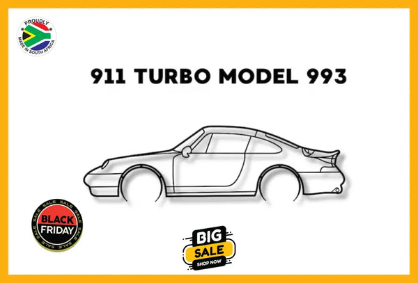 Porsche 911 Turbo 993 Detailed Silhouette Metal Wall Art