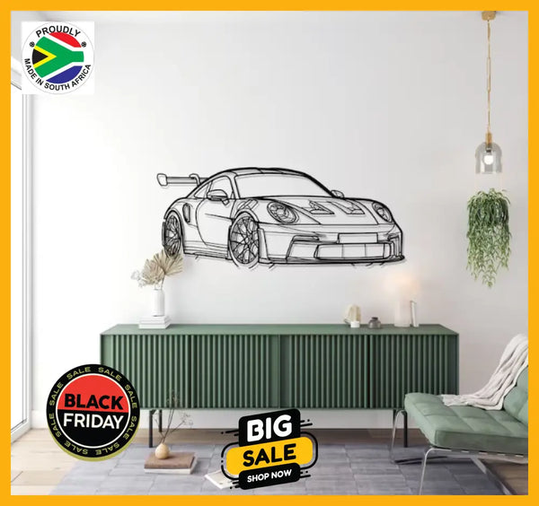 Porsche 992 Gt3 Rs Detailed Silhouette Metal Wall Art