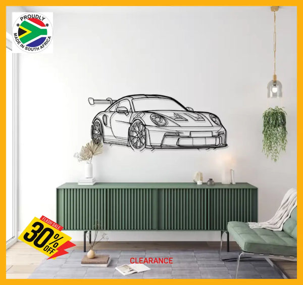 Porsche 992 Gt3 Rs Detailed Silhouette Metal Wall Art