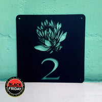 Protea Flower House Number Sign Wall Art