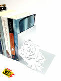 Rose Flower Book Ends Stainless Steel Brush Finish Home Décor