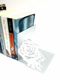 Rose Flower Book Ends Stainless Steel Brush Finish Home Décor