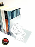 Rose Flower Book Ends Stainless Steel Brush Finish Home Décor