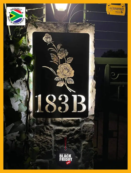 Rose Street House Number Sign Wall Art