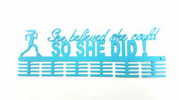 She Believed She Could So Did Running 48 Tier Medal Hanger Blue Turquoise Sports Medal Hangers