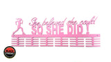 She Believed She Could So Did Running 48 Tier Medal Hanger Pink Sports Medal Hangers