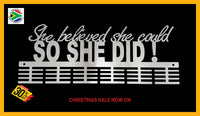 She Believed She Could Words Medal Hanger Stainless Steel Brush Finish / 48 Tier Sports Medal