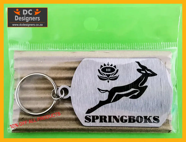 Springboks Single Sided Laser Engraved Key Ring-Bag Tag Key Rings