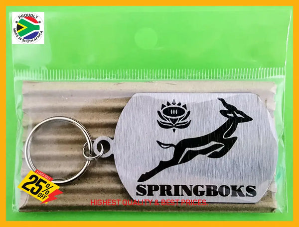 Springboks Single Sided Laser Engraved Key Ring-Bag Tag Key Rings